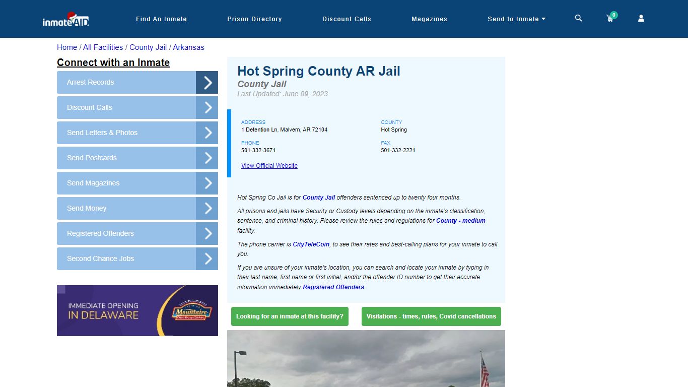 Hot Spring County AR Jail - Inmate Locator - Malvern, AR